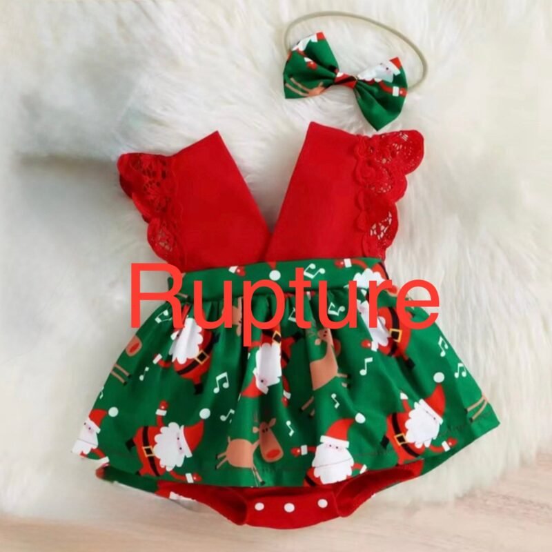 Barboteuse robe verte père Noel
